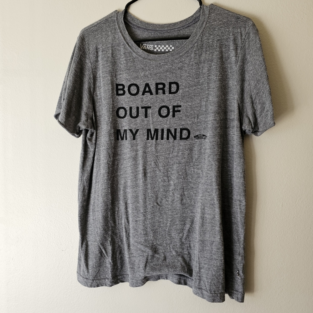Vans Womens Large Board Out Of My Mind Gray Tee Skateboard